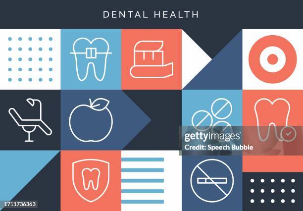 dental health related design with line icons. - dental filling stock illustrations