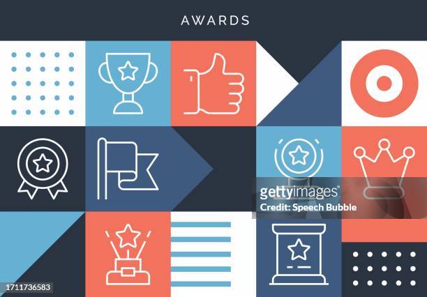awards related design with line icons. - professional sportsperson stock illustrations