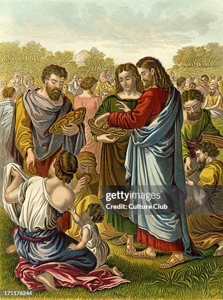 Jesus 'Feeding the multitude' .Miracled attributed to Jesus. Reference to'feeding the multitude' in the Gospels