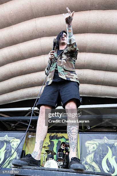 Vocalist Chris Roetter of Like Moths to Flames performs at the Vans Warped Tour on June 15, 2013 in Seattle, Washington.