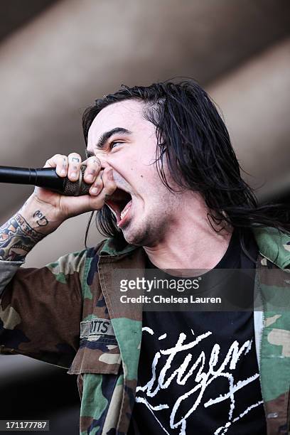 Vocalist Chris Roetter of Like Moths to Flames performs at the Vans Warped Tour on June 15, 2013 in Seattle, Washington.