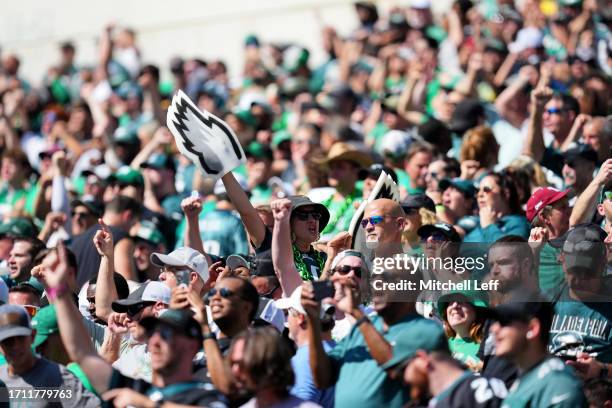 General view of Philadelphia Eagles fans during the first half of the game against the Washington Commanders at Lincoln Financial Field on October...