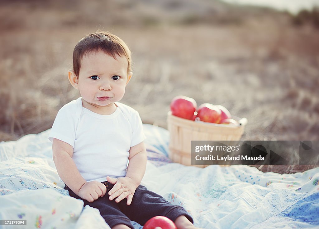 Baby with comical expression