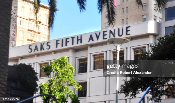 The Saks Fifth Avenue store on Post Street is among the upscale retailers in the Union Square district of San Francisco, California.
