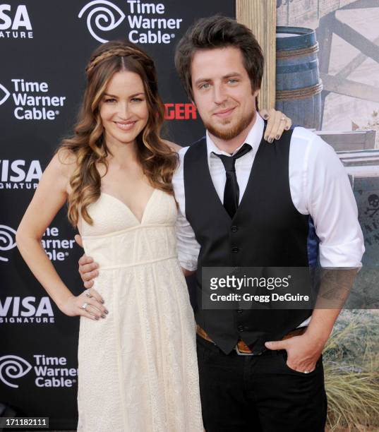 Singer Lee DeWyze and actress/wife Jonna Walsh arrive at "The Lone Ranger" World Premiere at Disney's California Adventure on June 22, 2013 in...