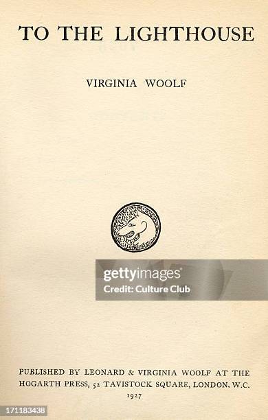 Virginia Woolf 's novel 'To the Lighthouse' published by Leonard and Virginia Woolf at the Hogarth Press, London 1927. 1st edition. English novelist...