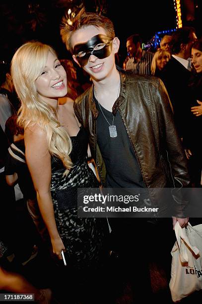 Actors Olivia Holt and Dylan Riley Snyder attend The World Premiere of Disney/Jerry Bruckheimer Films' "The Lone Ranger" at Disney California...