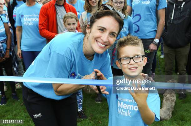 Vicky McClure and nephew Dexter attend the Alzheimer's Society Memory Walks in Wollaton Park on October 7, 2023 in Nottingham, England.