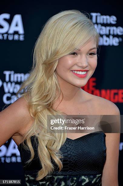 Actress Olivia Holt arrives at the premiere of Walt Disney Pictures' 'The Lone Ranger' at Disney California Adventure Park on June 22, 2013 in...