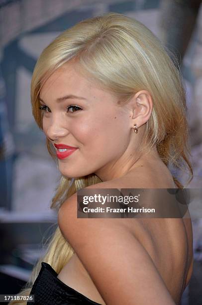 Actress Olivia Holt arrives at the premiere of Walt Disney Pictures' 'The Lone Ranger' at Disney California Adventure Park on June 22, 2013 in...