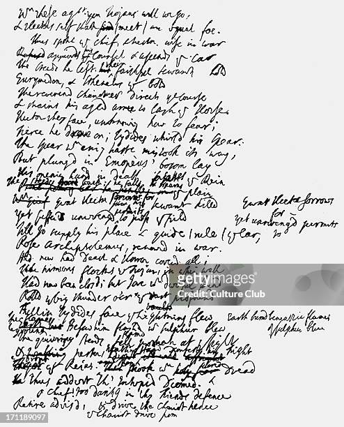 'Homer' - a page 'Homer' - a page of Alexander Pope's handwritten manuscript. AP: English author & poet: 21 May 1688 - 30 May 1744.