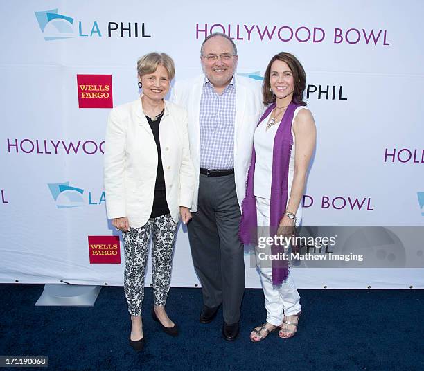 President and Chief Executive Officer of the Los Angeles Philharmonic Deborah Borda, Jay Rasulo and Barbara Rasulo attend Hollywood Bowl Opening...