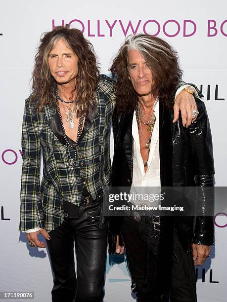 Recording artists Steven Tyler and Joe Perry attend Hollywood Bowl Opening Night Gala - Arrivals at The Hollywood Bowl on June 22, 2013 in Los...