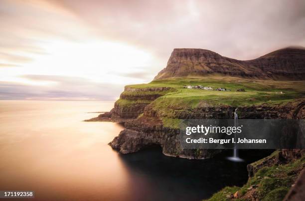 gásadalur - faroe islands stock pictures, royalty-free photos & images