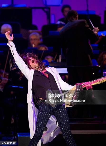 Recording artist Steven Tyler performs at Hollywood Bowl Opening Night Gala - Inside at The Hollywood Bowl on June 22, 2013 in Los Angeles,...