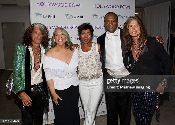 Recording artists Joe Perry, Patti Austin, actress Angela Bassett, conductor Thomas Wilkins and recording artist Steven Tyler attend Hollywood Bowl...