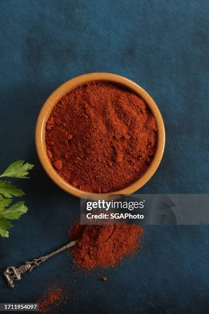 paprika ground culinary powder - colored powder stock pictures, royalty-free photos & images