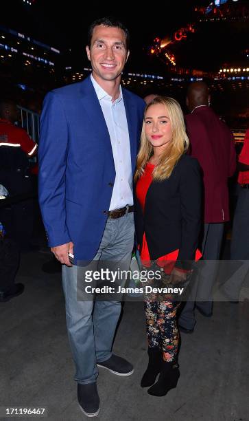 Wladimir Klitschko and Hayden Panettiere attend Paulie Malignaggi vs Adrien Broner boxing match at Barclays Center on June 22, 2013 in the Brooklyn...