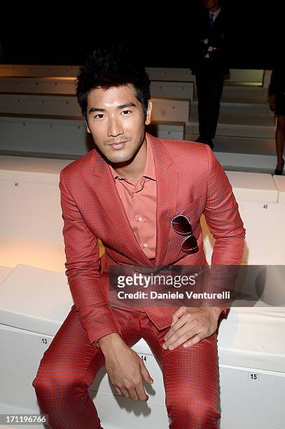 Godfrey Gao attends the 'Salvatore Ferragamo' show as part of Milan Fashion Week Spring/Summer 2014 on June 23, 2013 in Milan, Italy.