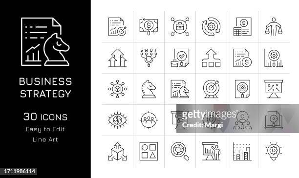 business strategy icon set - swot stock illustrations