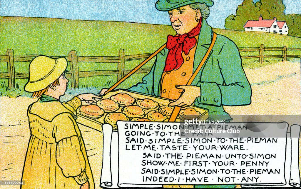 Simon Pieman Simple Simon met a Pieman - Nursery rhyme . Food street seller. The ...