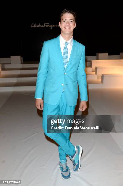 Israel Broussard attends the 'Salvatore Ferragamo' show as part of Milan Fashion Week Spring/Summer 2014 on June 23, 2013 in Milan, Italy.