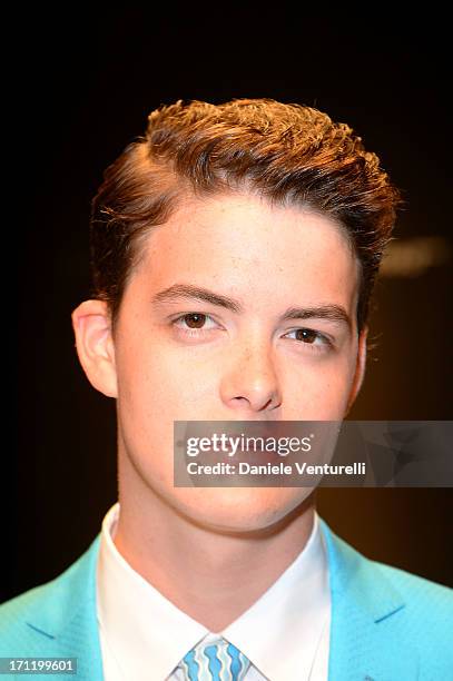 Israel Broussard attends the 'Salvatore Ferragamo' show as part of Milan Fashion Week Spring/Summer 2014 on June 23, 2013 in Milan, Italy.