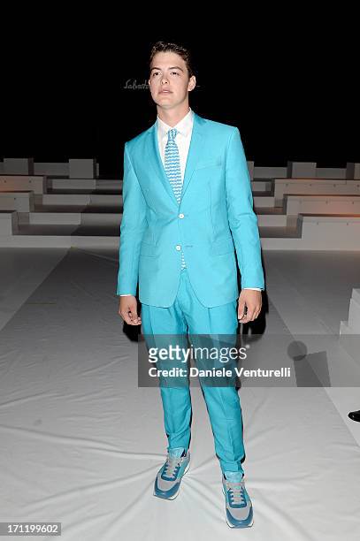 Israel Broussard attends the 'Salvatore Ferragamo' show as part of Milan Fashion Week Spring/Summer 2014 on June 23, 2013 in Milan, Italy.