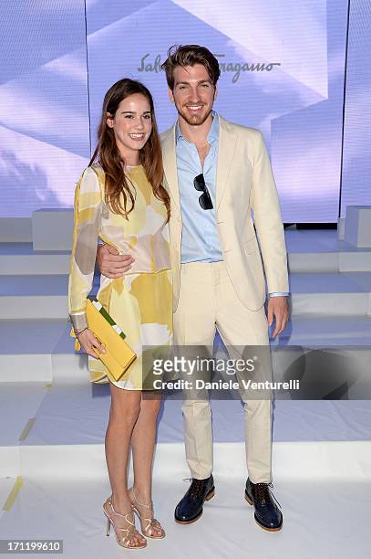 Alan Cappelli and Matilda Anna Ingrid Lutz attend the 'Salvatore Ferragamo' show as part of Milan Fashion Week Spring/Summer 2014 on June 23, 2013 in...