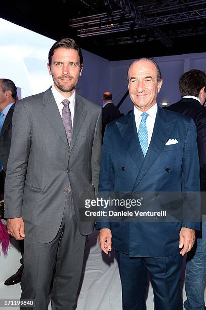 Michele Norsa and James Ferragamo attend the 'Salvatore Ferragamo' show as part of Milan Fashion Week Spring/Summer 2014 on June 23, 2013 in Milan,...