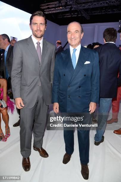 Michele Norsa and James Ferragamo attend the 'Salvatore Ferragamo' show as part of Milan Fashion Week Spring/Summer 2014 on June 23, 2013 in Milan,...