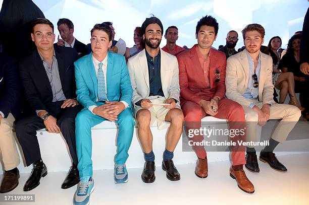 Mark Salling, Israel Broussard, Marco Mengoni, Godfrey Gao and Alan Cappelli attend the 'Salvatore Ferragamo' show as part of Milan Fashion Week...