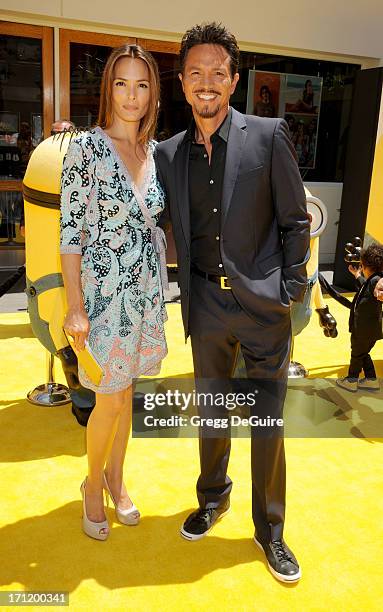 Actors Talisa Soto and husband Benjamin Bratt arrive at the Los Angeles premiere of "Despicable Me 2" at Universal CityWalk on June 22, 2013 in...