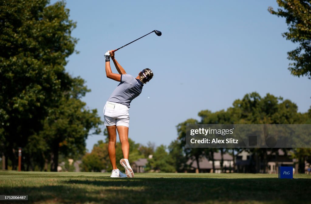 P Roussin Pauline Roussin of France plays her shot from the second tee during ...