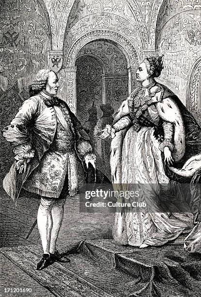 Denis Diderot and Catherine II / Catherine the Great - portrait of the French philosopher and writer meeting with the empress of Russia. DD: 5...