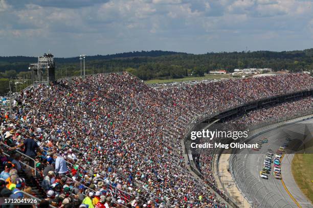General view of racing during the NASCAR Cup Series YellaWood 500 at Talladega Superspeedway on October 01, 2023 in Talladega, Alabama.