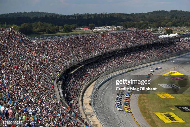 General view of racing during the NASCAR Cup Series YellaWood 500 at Talladega Superspeedway on October 01, 2023 in Talladega, Alabama.