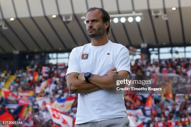 Manager of Genoa, Alberto Gilardino, before the start of the Serie A TIM match between Udinese Calcio and Genoa CFC at Bluenergy Stadium on October...