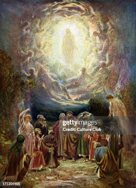 Jesus ascends to heaven 'And it came to pass, while he blessed them, he was parted from them, and carried up into heaven' Luke xxiv 50-51, Acts I...