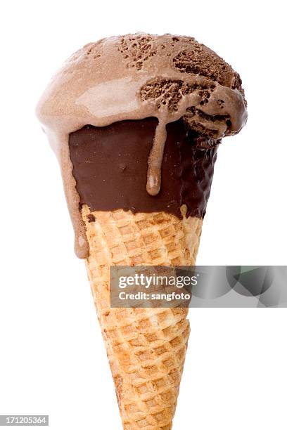 chocolate ice cream - glace cornet stock pictures, royalty-free photos & images