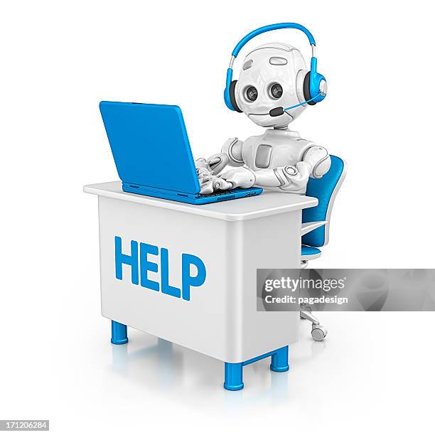 help desk - robot toy desk stock pictures, royalty-free photos & images