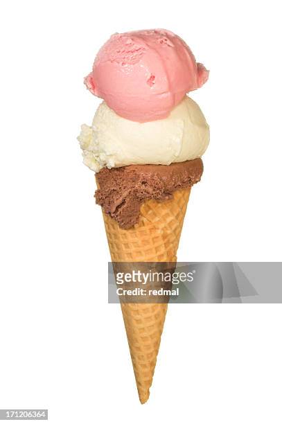 ice cream triple decker - ice cream cone stock pictures, royalty-free photos & images