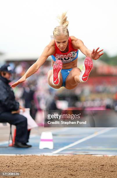 Daria Klishina of Russia competes in the womens long jump during day two of the European Athletics Team Championships at Gateshead International...