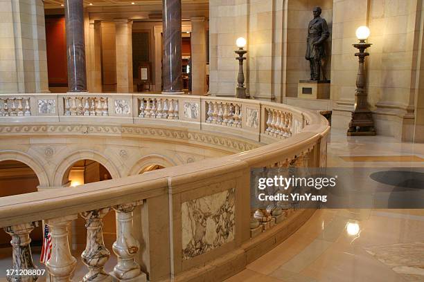 minnesota state capitol, government building interior balcony for legislation, politics - minnesota capitol stock pictures, royalty-free photos & images