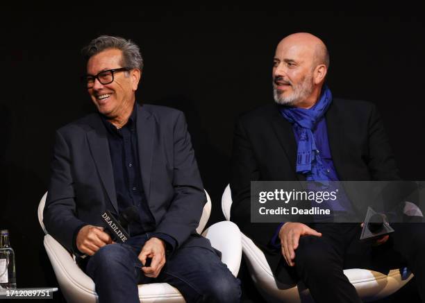 Kevin Thompson and Mark Bridges speak on the panel for 'Maestro' at Deadline Contenders Film: London on October 7, 2023 at Ham Yard Hotel in London,...