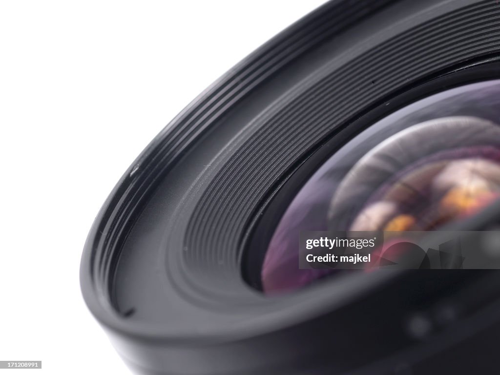 Close up photo of a black camera lens