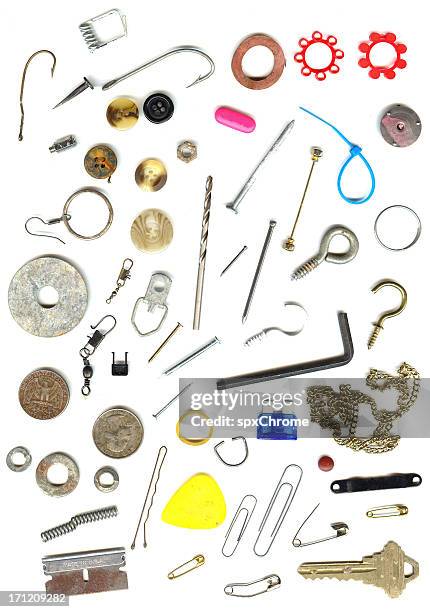 random pieces of junk - silver hat stock pictures, royalty-free photos & images