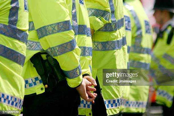 row of police - police england stock pictures, royalty-free photos & images