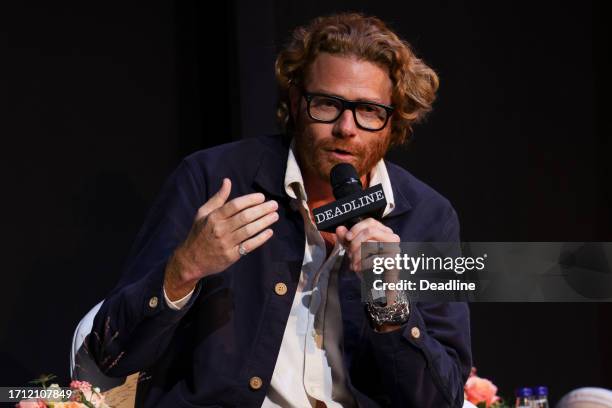 Erik Messerschmidt speaks on the panel for 'Ferrari' at Deadline Contenders Film: London on October 7, 2023 at Ham Yard Hotel in London, England.