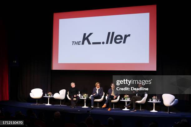 Damon Wise, Erik Messerschmidt, Kirk Baxter and Ren Klyce speak on the panel for 'The Killer' at Deadline Contenders Film: London on October 7, 2023...